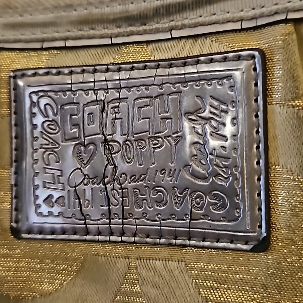 VTG COACH Y2k Gold Poppy Signature Logo Cloth Satchel Bag - Picture 5 of 16